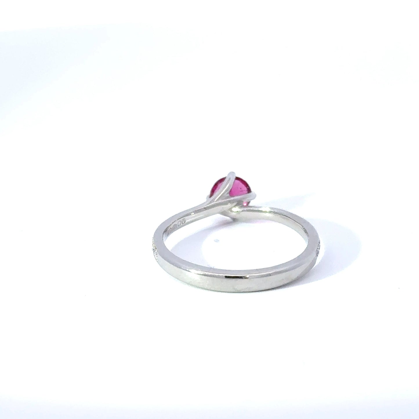 Platinum Rubellite Tourmaline & Diamond Solitaire Ring (Pre-Loved)