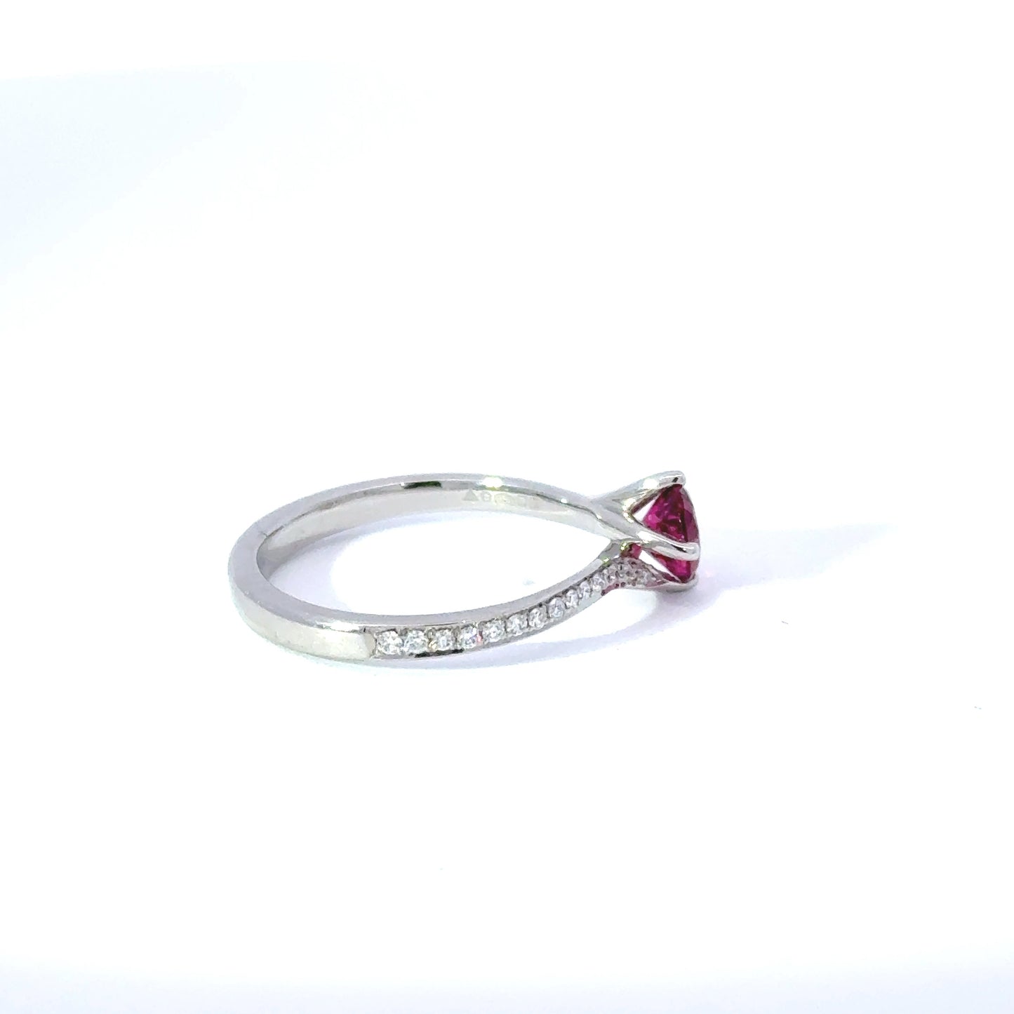 Platinum Rubellite Tourmaline & Diamond Solitaire Ring (Pre-Loved)