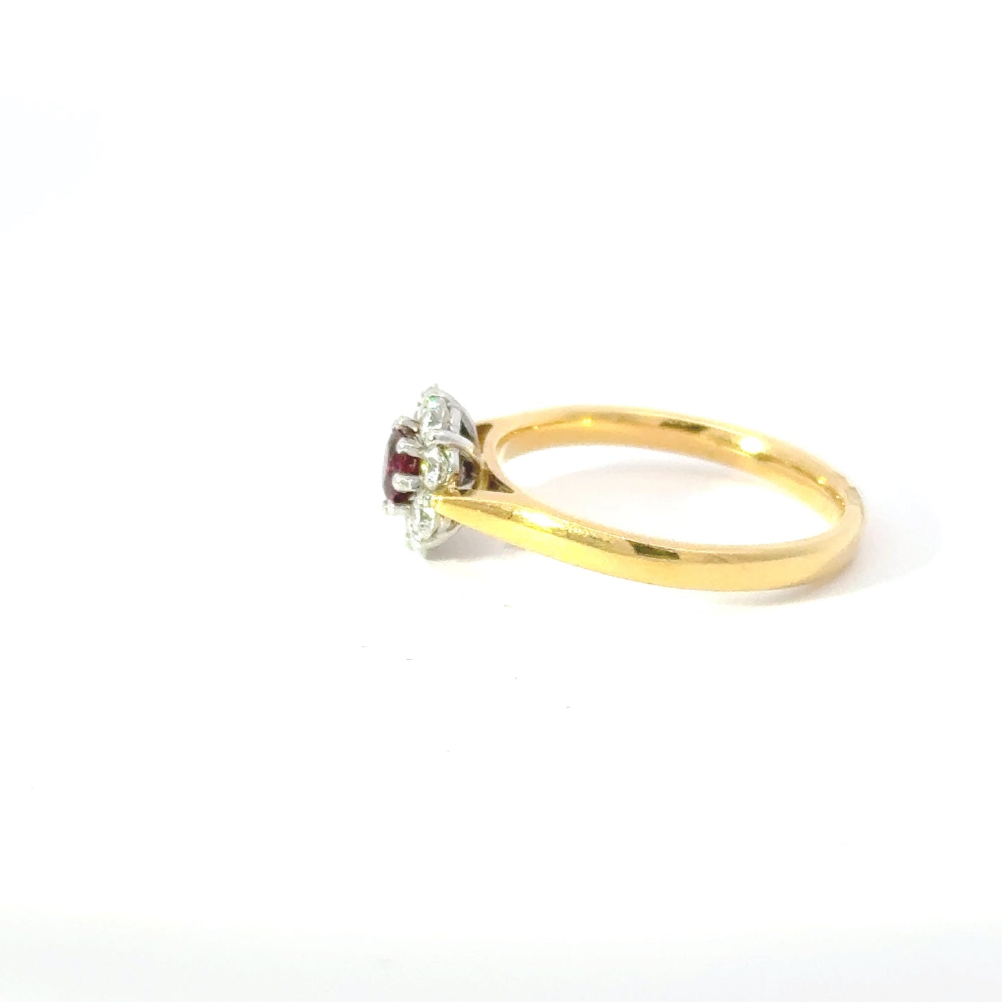 18ct Yellow Gold Ruby & Diamond Cluster Ring (Pre-Loved)
