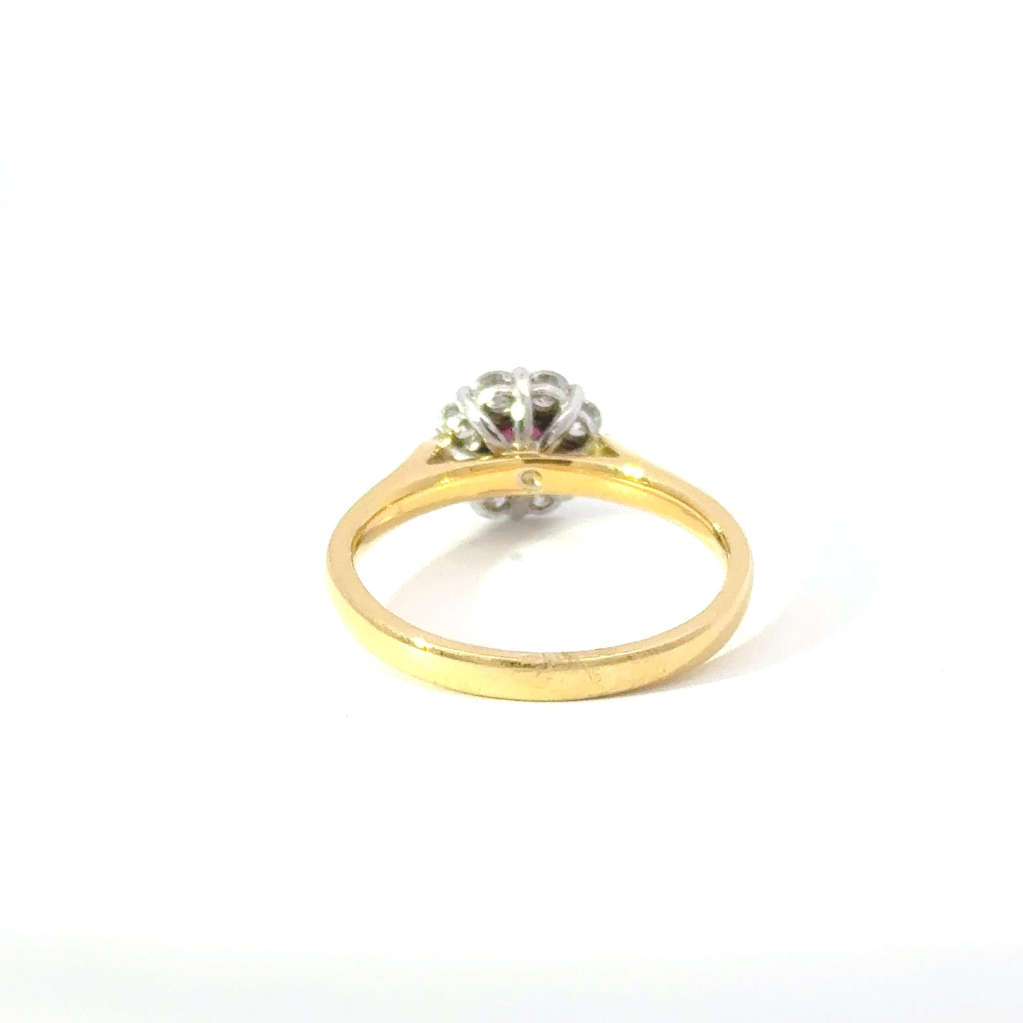18ct Yellow Gold Ruby & Diamond Cluster Ring (Pre-Loved)