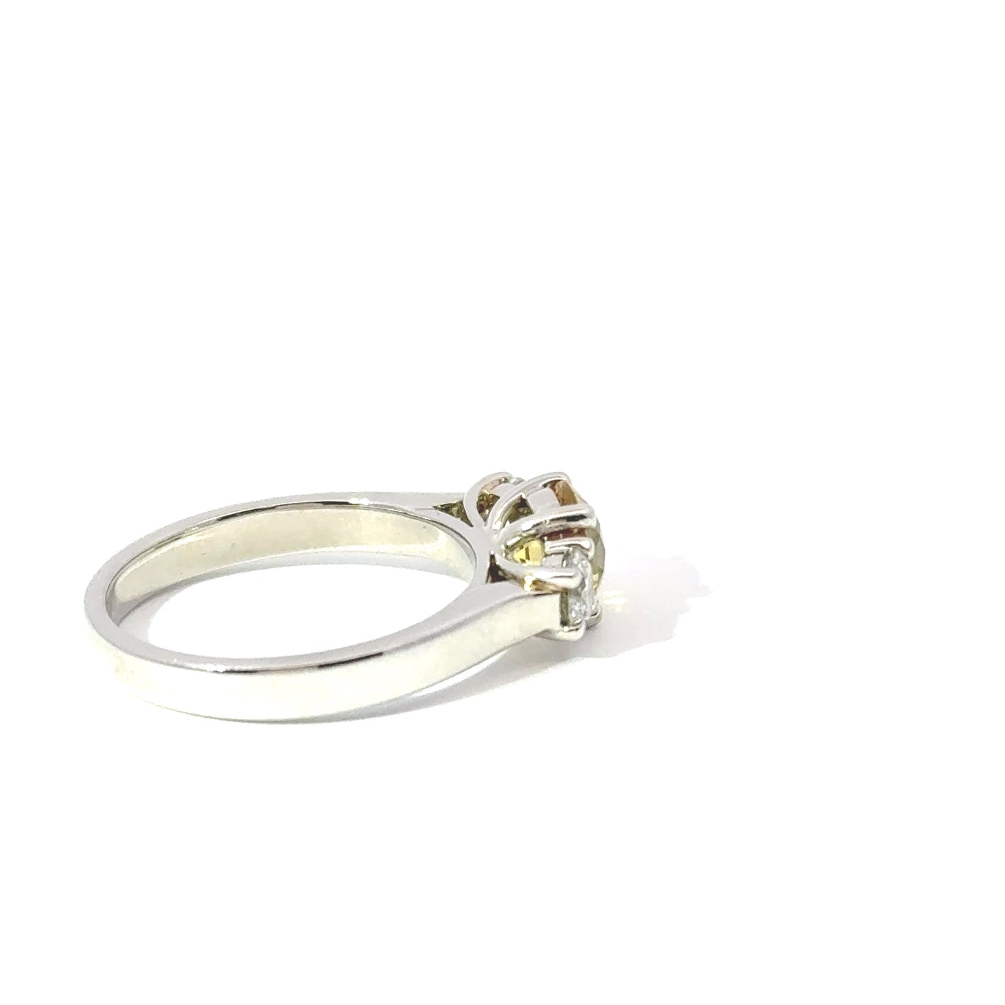 Platinum Yellow Sapphire & Diamond 3 Stone Ring (Pre-Loved), Est. 1.0ct