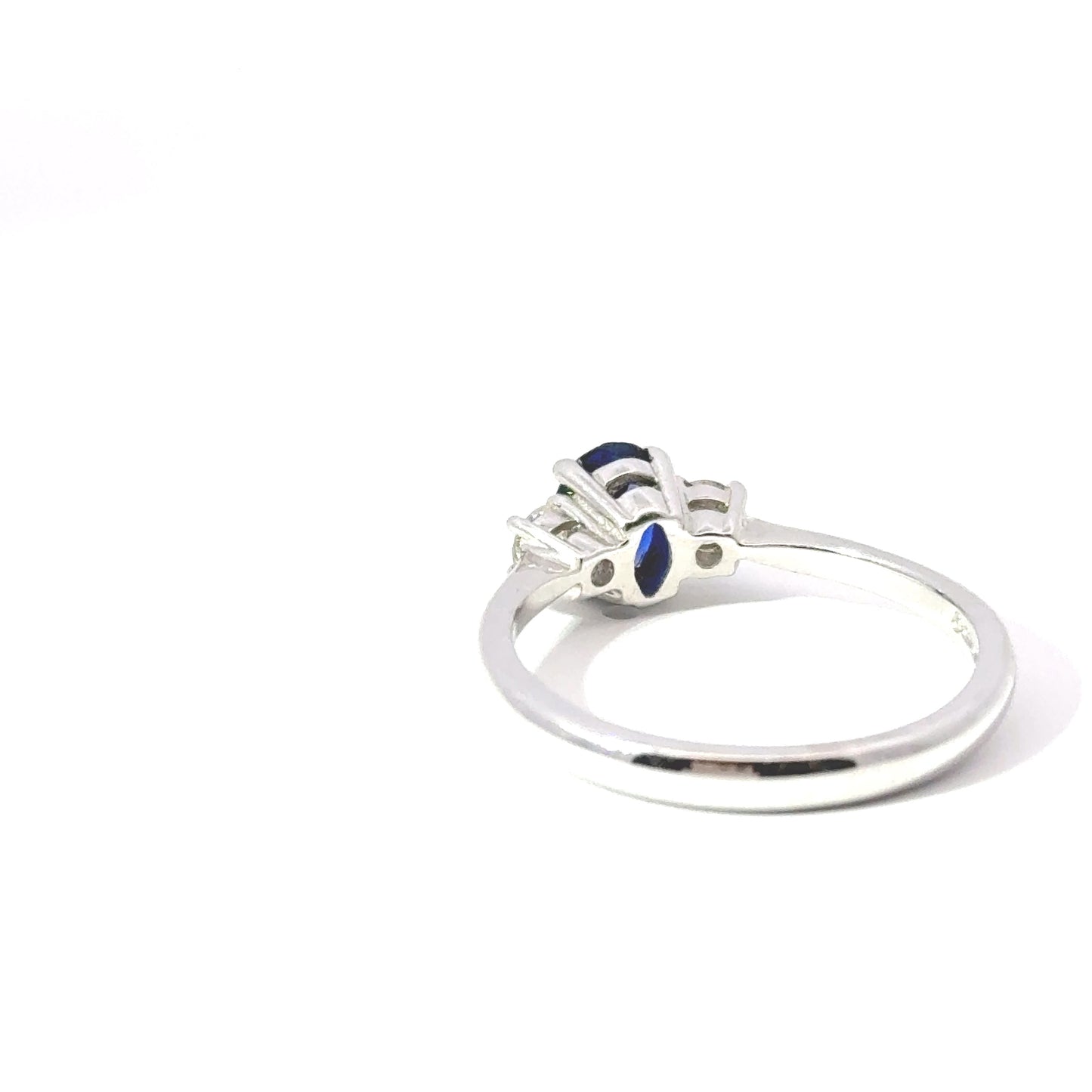 18ct White Gold Oval Sapphire & Diamond 3 Stone Ring (Pre-Loved), Est. 1.20ct