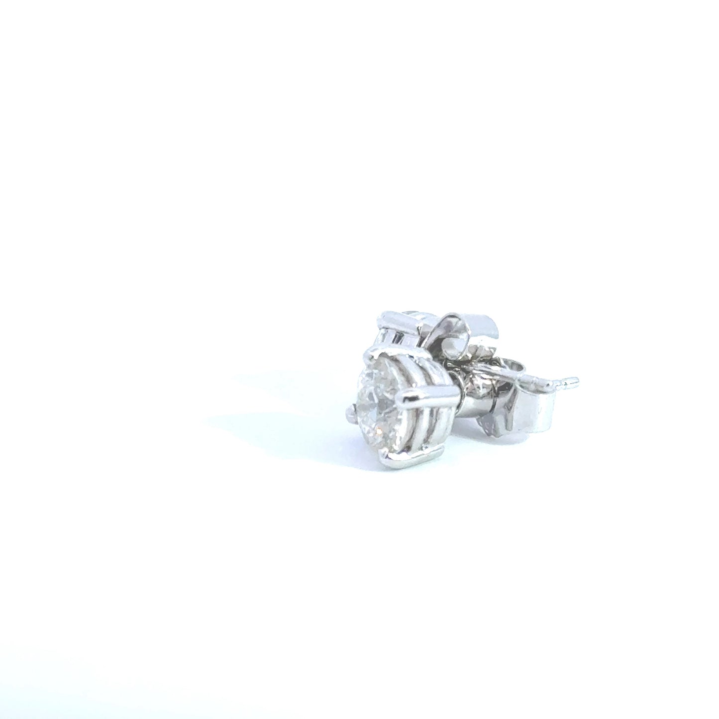 18ct White Gold Diamond Earrings in 4 Claw Setting (Pre-Loved), 1.91ct Total