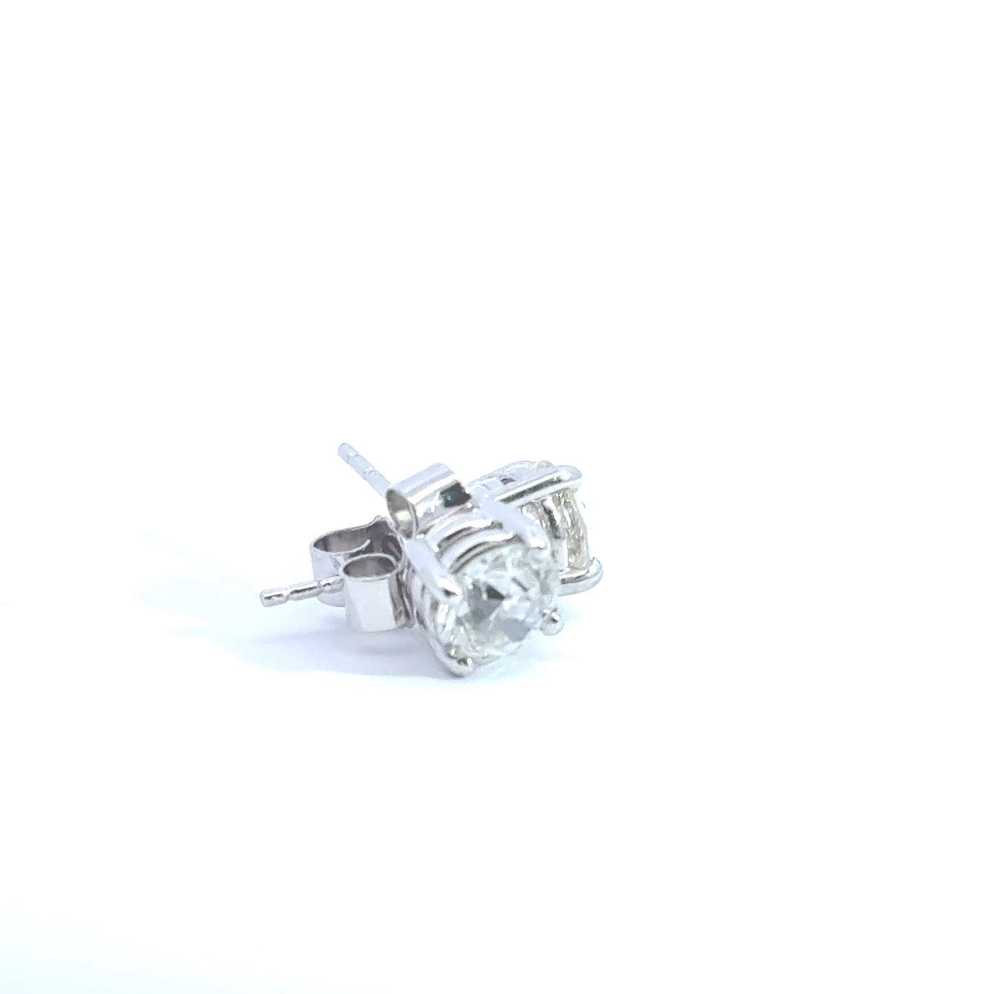 18ct White Gold Diamond Earrings in 4 Claw Setting (Pre-Loved), 1.91ct Total