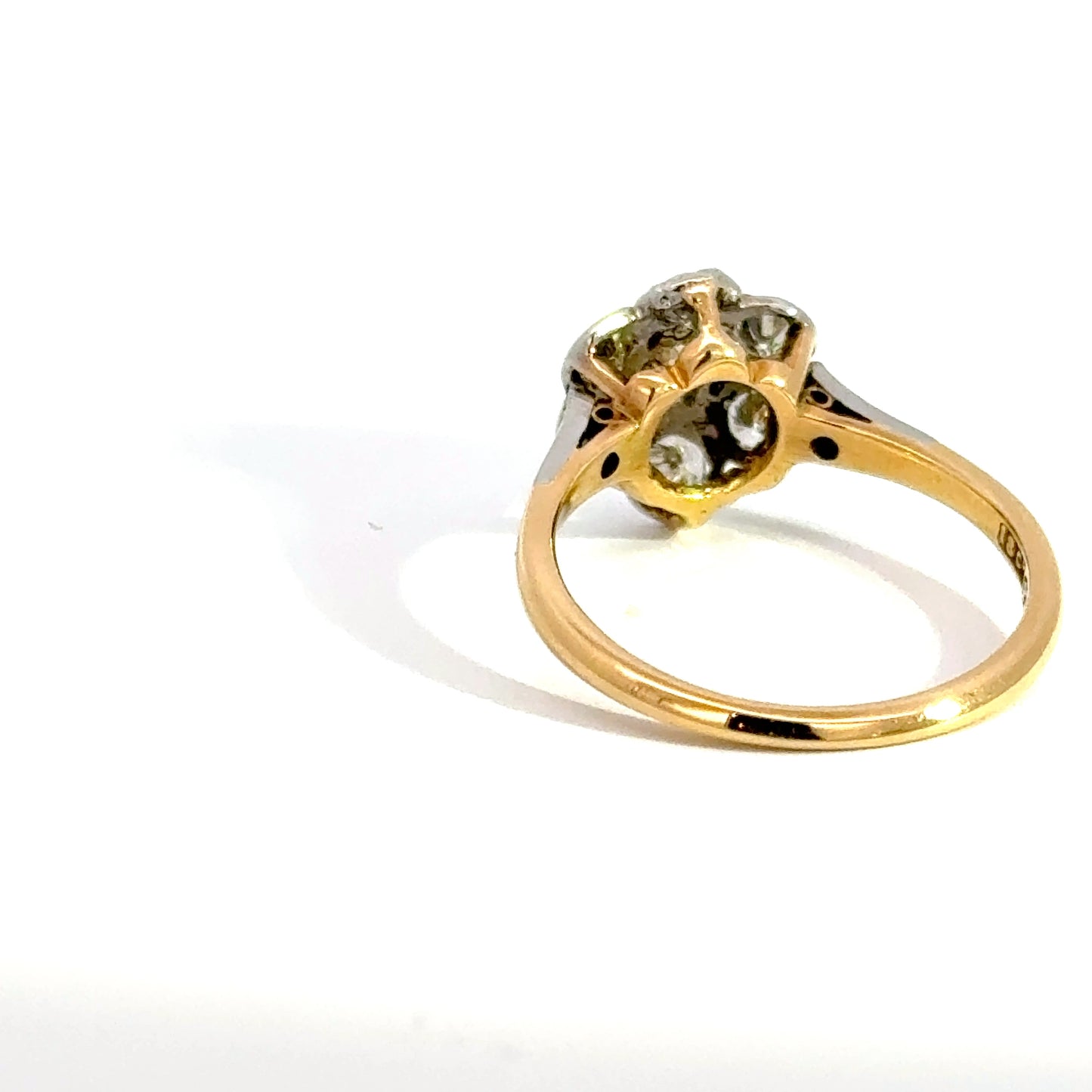 Antique Diamond Daisy Cluster Ring Set in Yellow Gold & Platinum