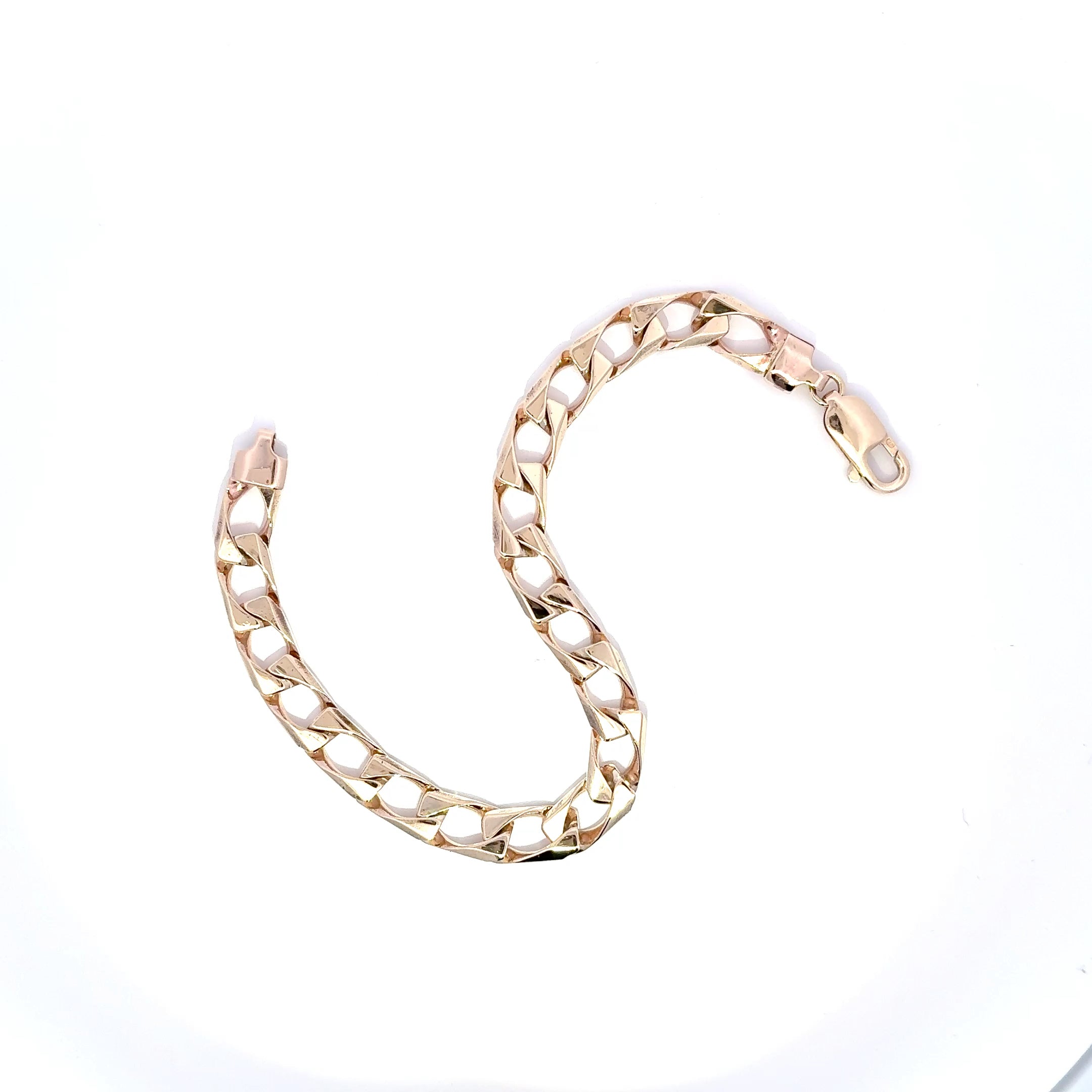 9ct Yellow Gold Square Curb Bracelet