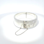 Vintage Silver Hinged Bangle with Floral Motif