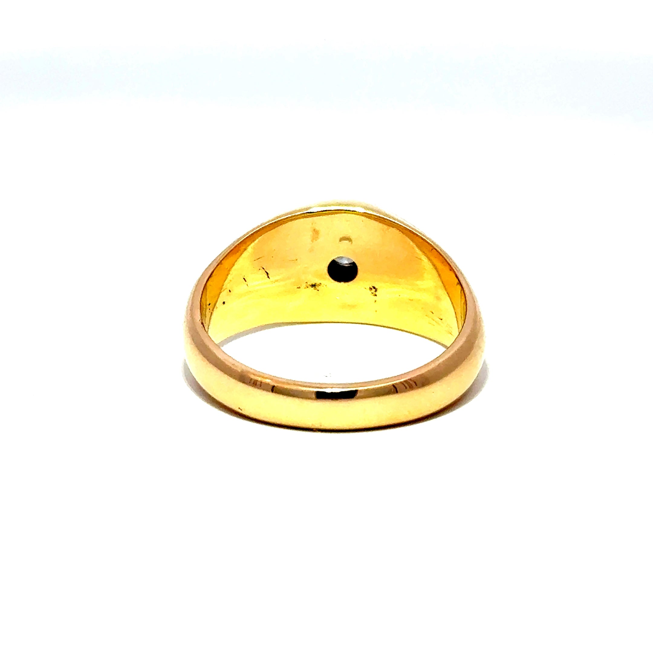 Vintage 18ct Gold Signet Ring Set With Old Cut Diamond