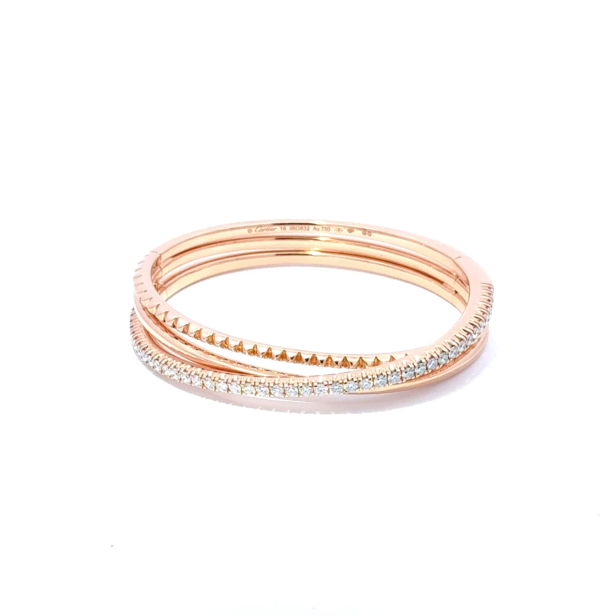 Cartier Etincelle de Cartier Bracelet 18ct Rose Gold Diamond Semi Pave 1.45ct, Size 16