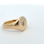 9ct Yellow Gold Oval Diamond Set Signet Ring