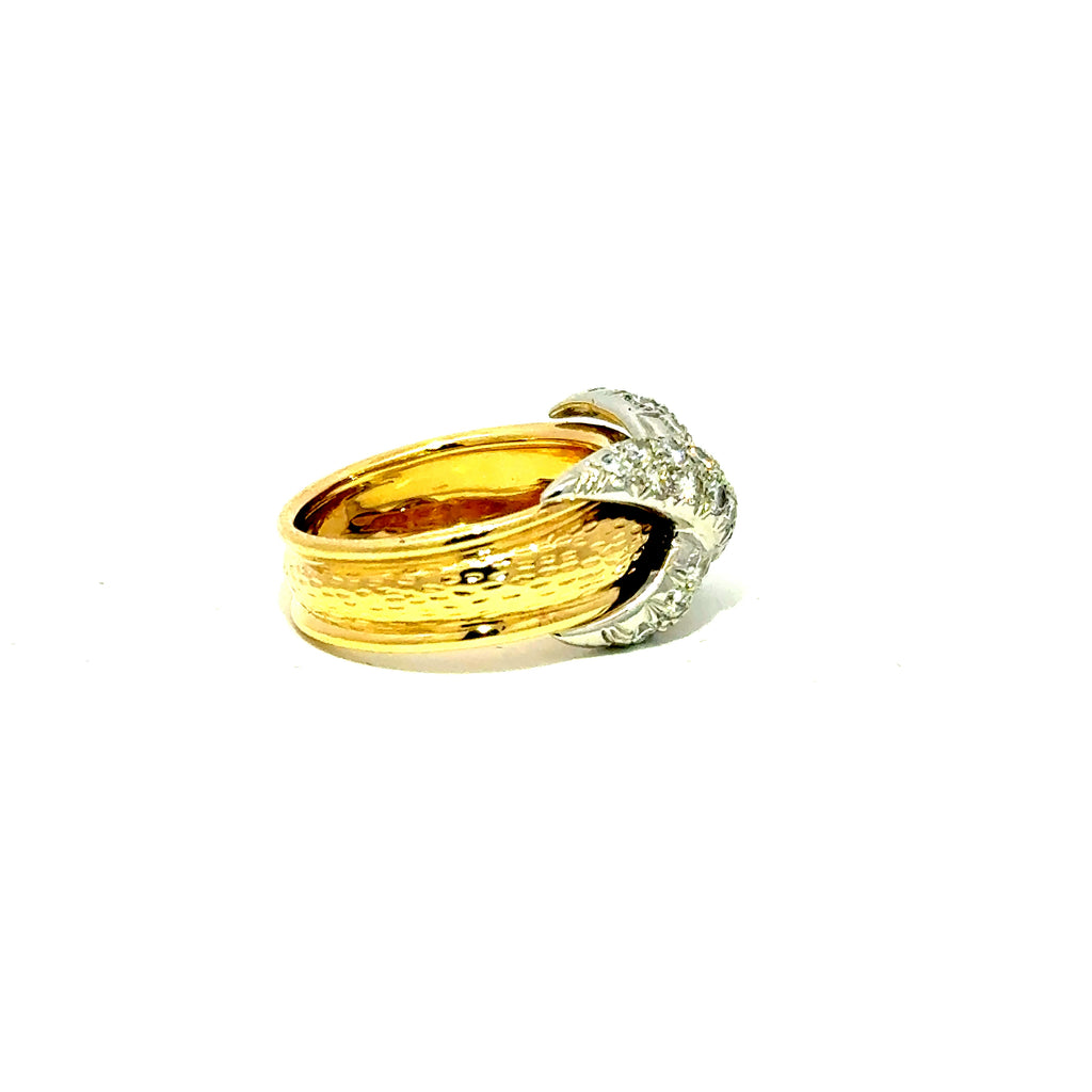Vintage Tiffany & Co Schlumberger X Ring in 18ct Yellow Gold & Platinum