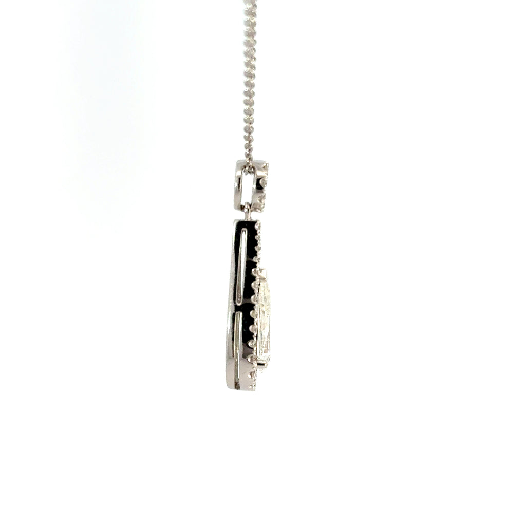 18ct White Gold Pear Cut Diamond Halo Necklace