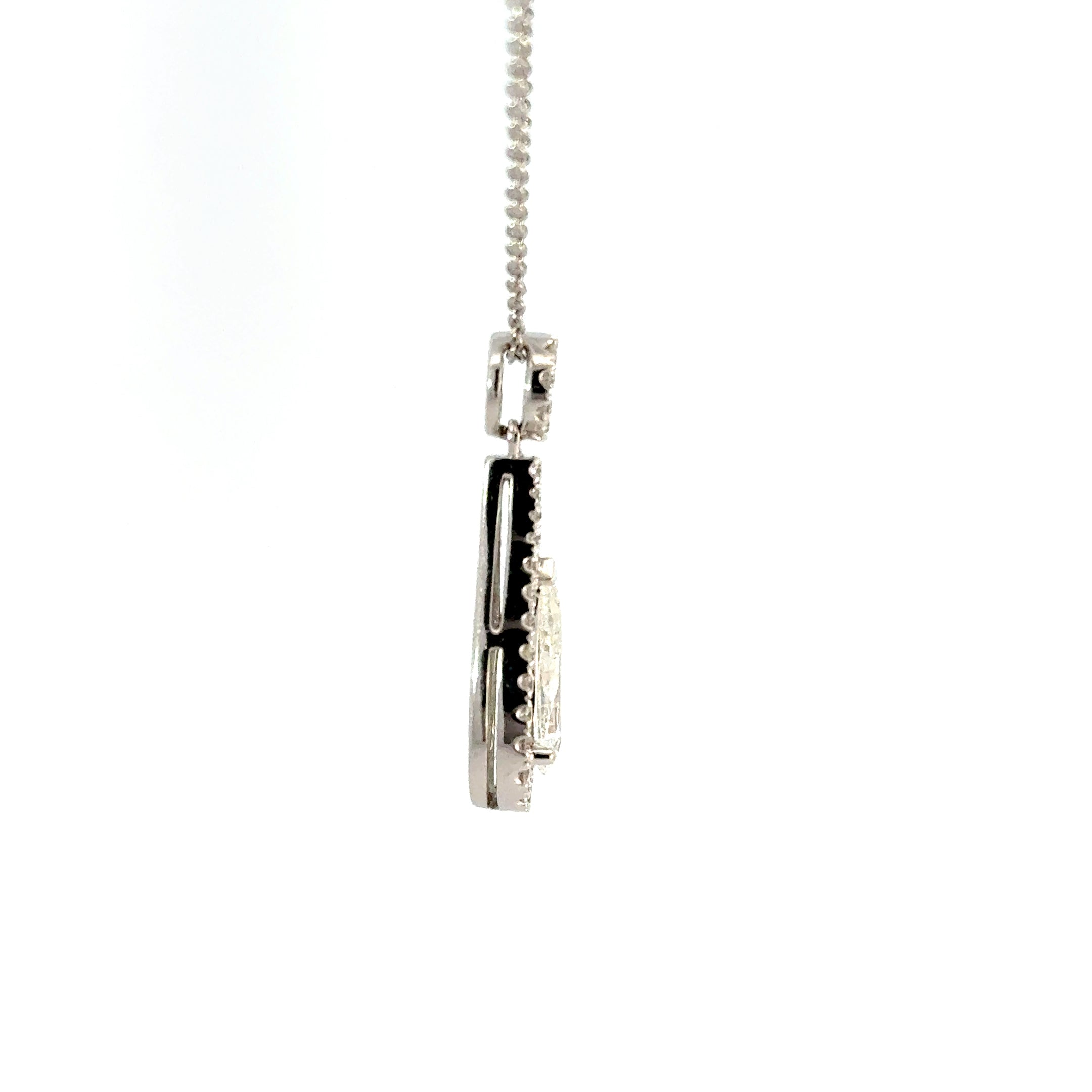 18ct White Gold Pear Cut Diamond Halo Necklace
