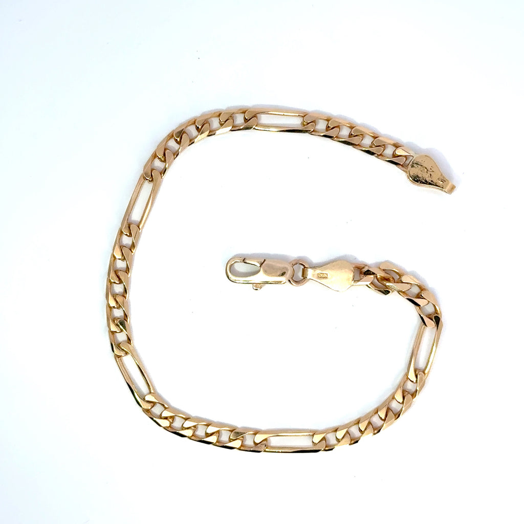 Vintage 9ct Yellow Gold Figaro Link Bracelet