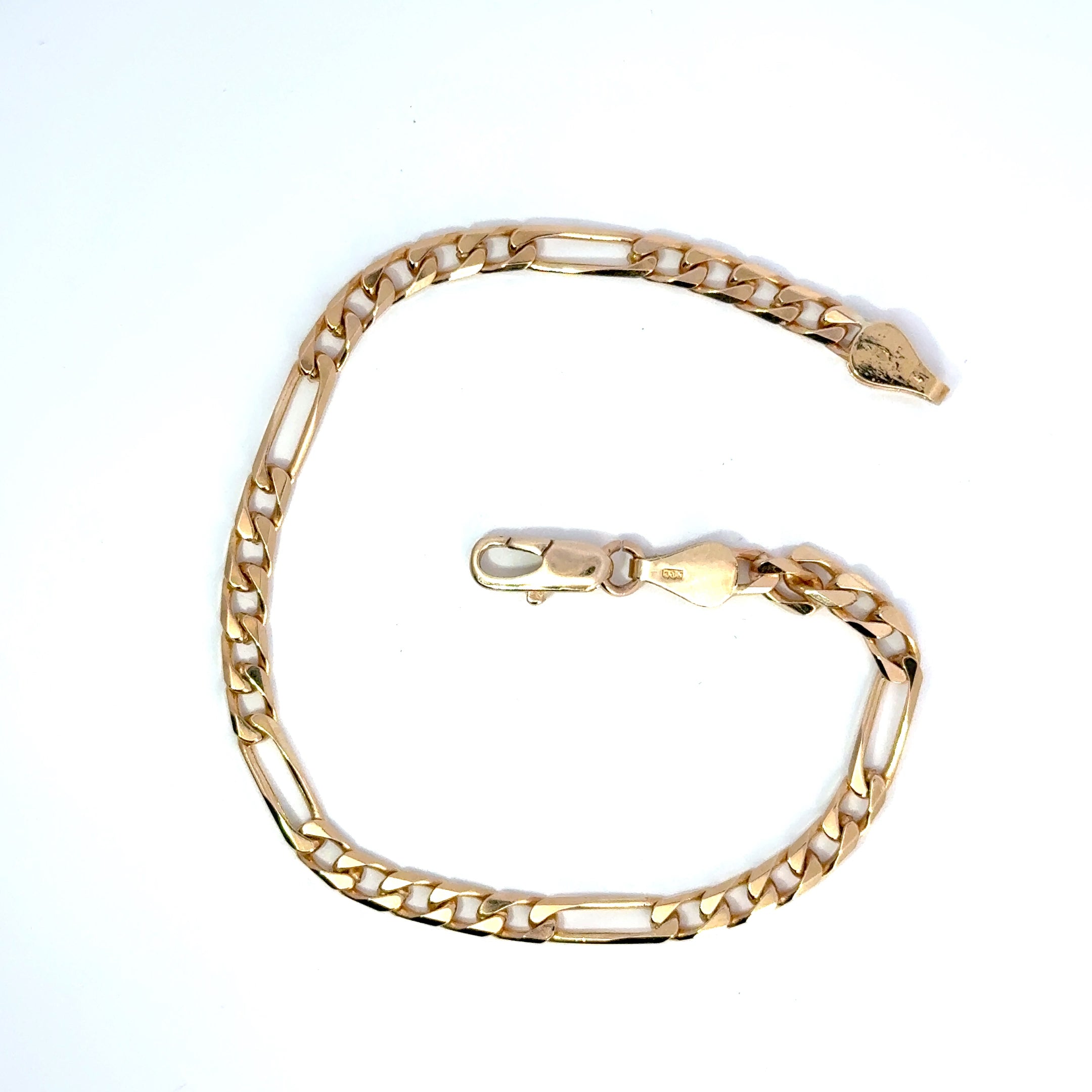 Vintage 9ct Yellow Gold Figaro Link Bracelet