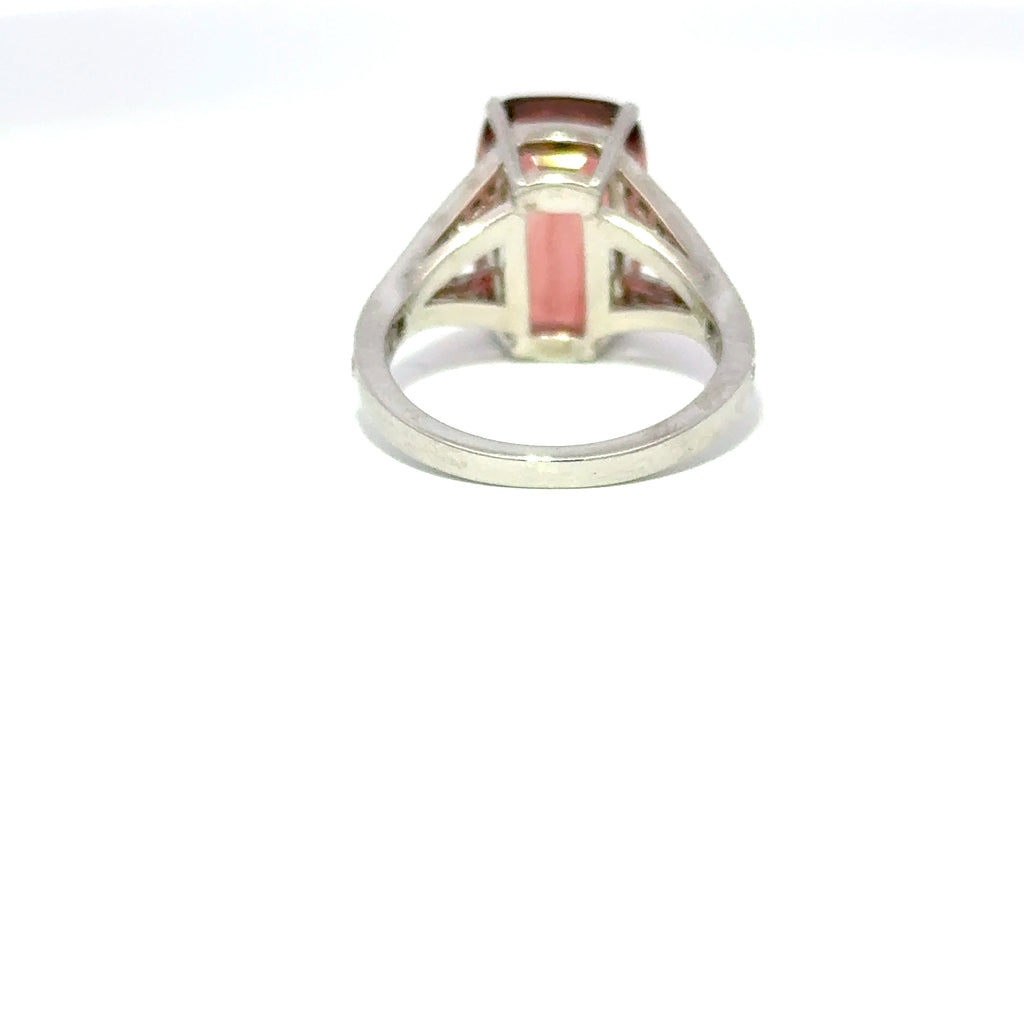 Platinum Pink Tourmaline & Diamond Ring