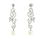 Vintage 18ct White Gold Akoya Pearl and Diamond Drop Earrings