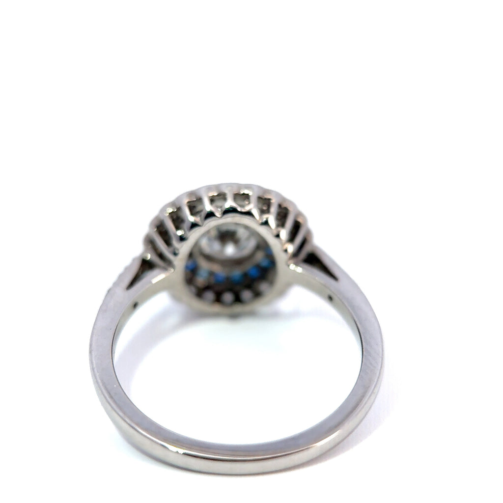 Vintage 18ct White Gold Sapphire & Diamond Target Ring