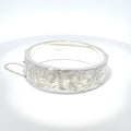 Pulsera Abisagrada de Plata Vintage con Motivo Floral