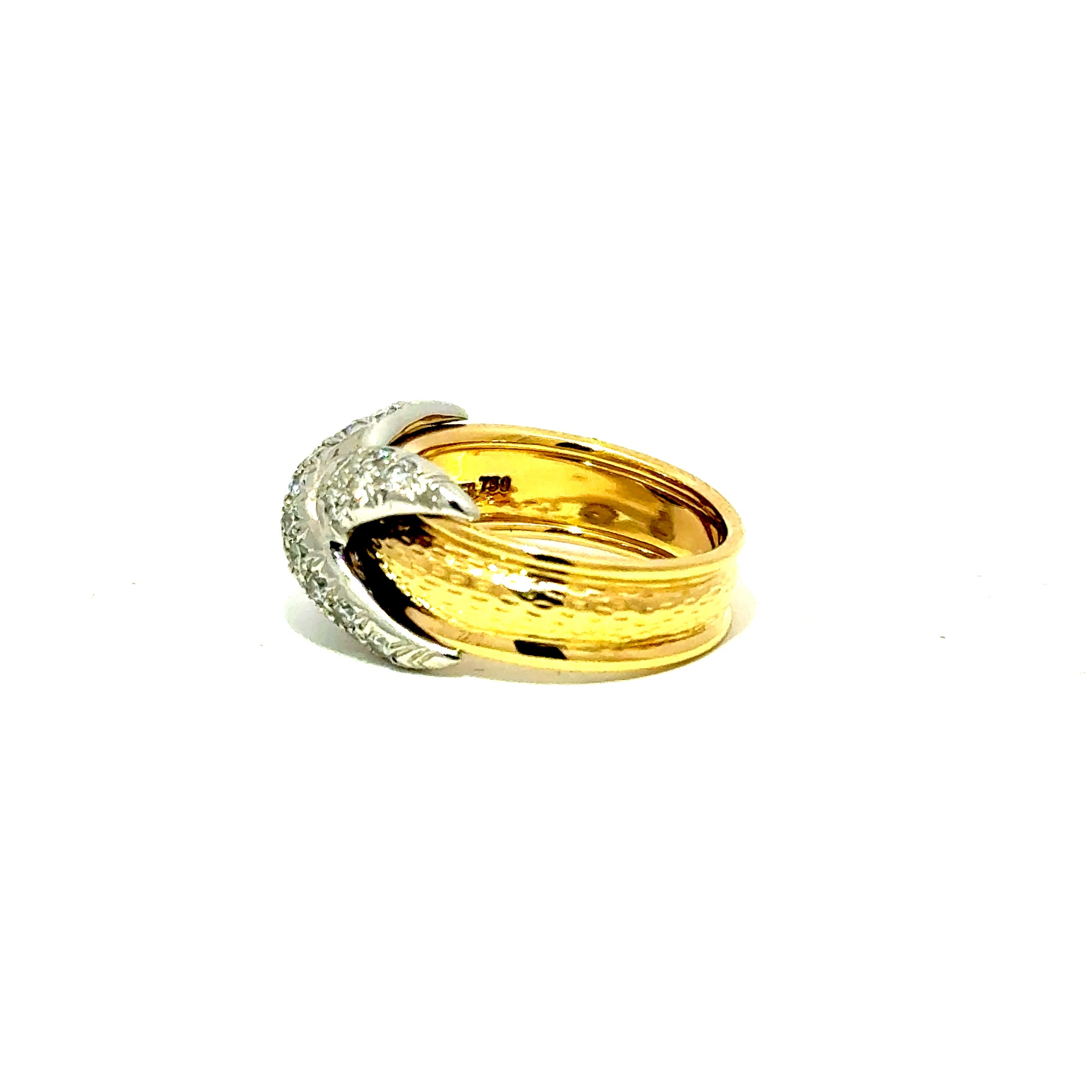 Vintage Tiffany & Co Schlumberger X Ring in 18ct Yellow Gold & Platinum
