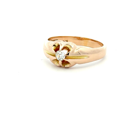 Antique 18ct Yellow Gold Old European Cut Diamond Solitaire Signet Ring