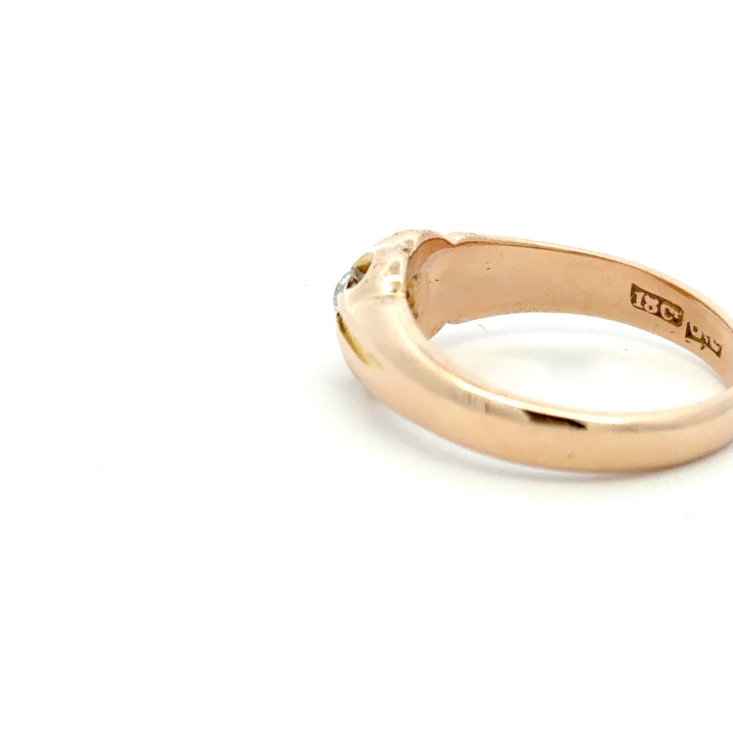 Antique 18ct Yellow Gold Old European Cut Diamond Solitaire Signet Ring