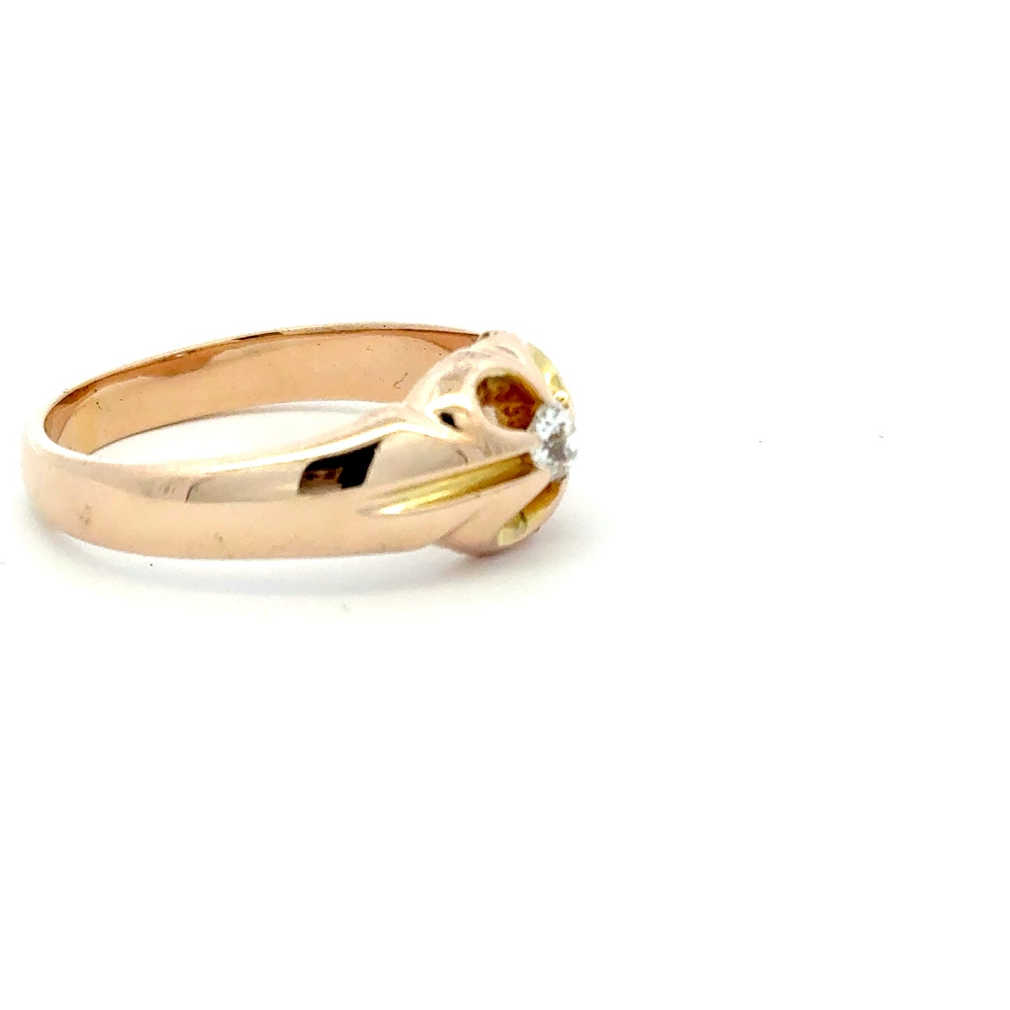 Antique 18ct Yellow Gold Old European Cut Diamond Solitaire Signet Ring