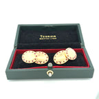 Antique Pair of 18ct Yellow Gold Ruby & Diamond Grain Set Oval Cufflinks (Pre-Loved)
