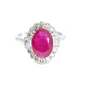 18ct White Gold Oval Ruby & Diamond Cluster Ring