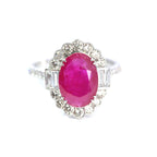18ct White Gold Oval Ruby & Diamond Cluster Ring