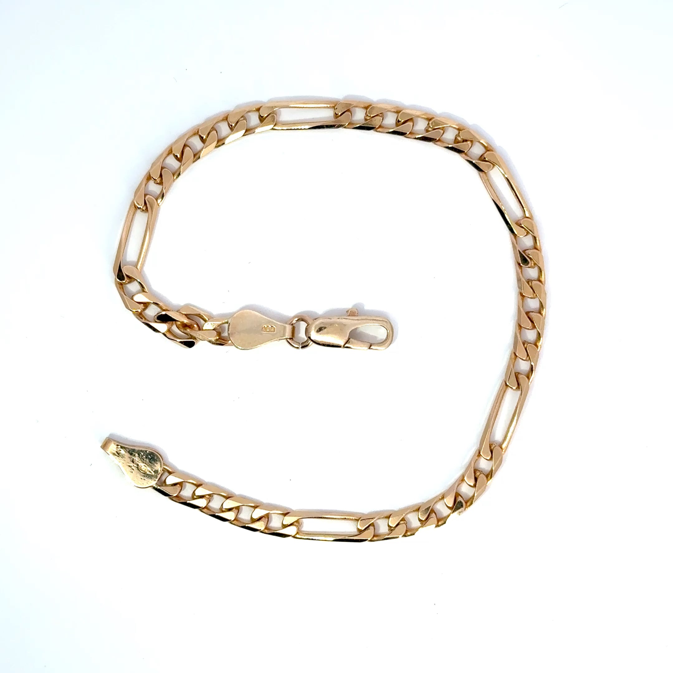 Vintage 9ct Yellow Gold Figaro Link Bracelet