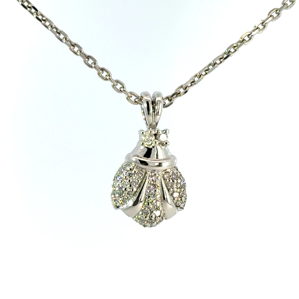 Vintage Platinum Diamond Fleur De Lys Style Necklace