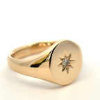 9ct Yellow Gold Oval Diamond Set Signet Ring