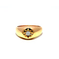 Anillo de sello vintage de oro de 18 quilates con diamante de talla antigua