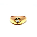 Vintage 18ct Gold Signet Ring Set With Old Cut Diamond