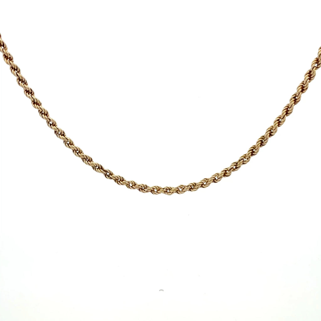 Vintage 9ct Yellow Gold Rope Chain, 16.5", (3mm)