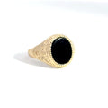 Vintage 9 Karat Gold ovaler schwarzer Onyx Siegelring