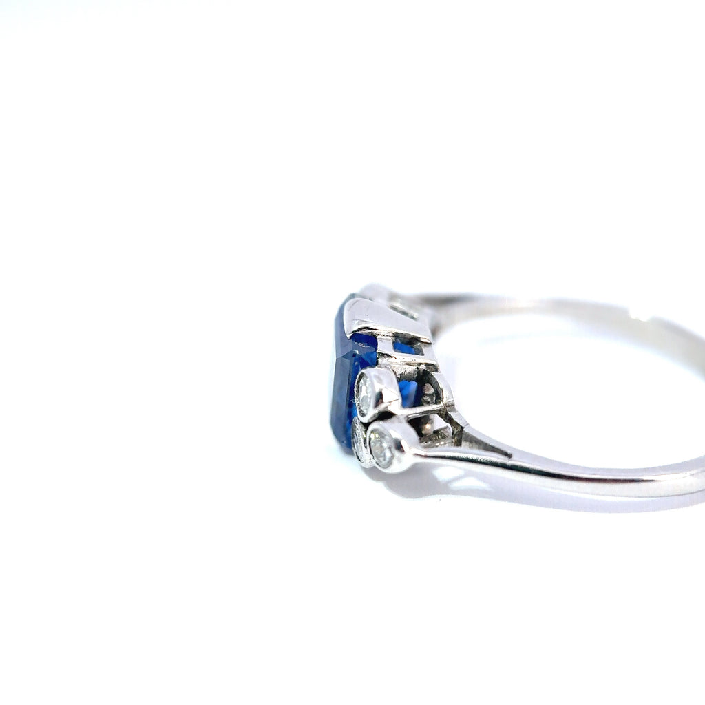 18ct White Gold Princess Cut Sapphire and Diamond Ring