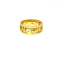 Anillo de banda calada en oro amarillo de 18 quilates antiguo, 7 mm
