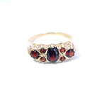 Antiker edwardianischer 9 Karat Gelbgold Granatring, punziert 1904
