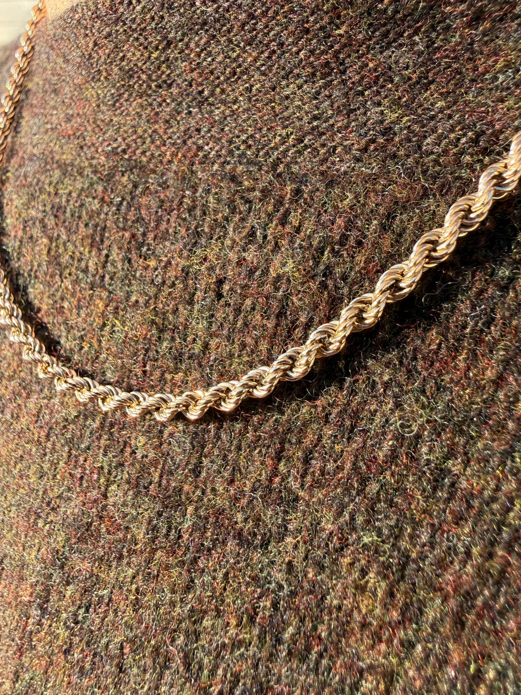 Vintage 9ct Yellow Gold Rope Chain, 16.5", (3mm)