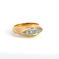 Vintage Diamantring mit 4 Steinen, in Gelbgold und Platin gefasst
