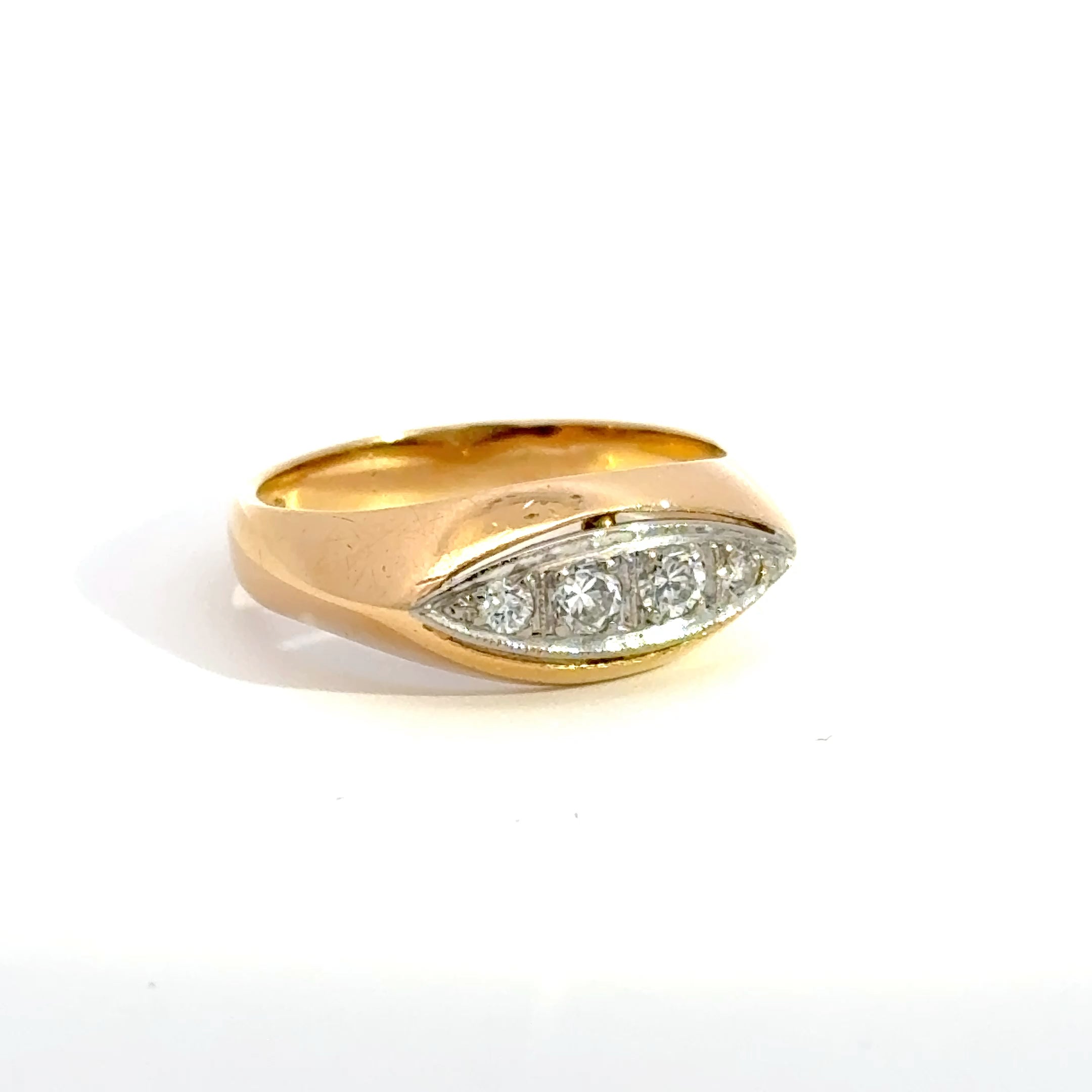 Vintage Diamond 4 Stone Ring Set in Yellow Gold & Platinum (Pre-Loved)