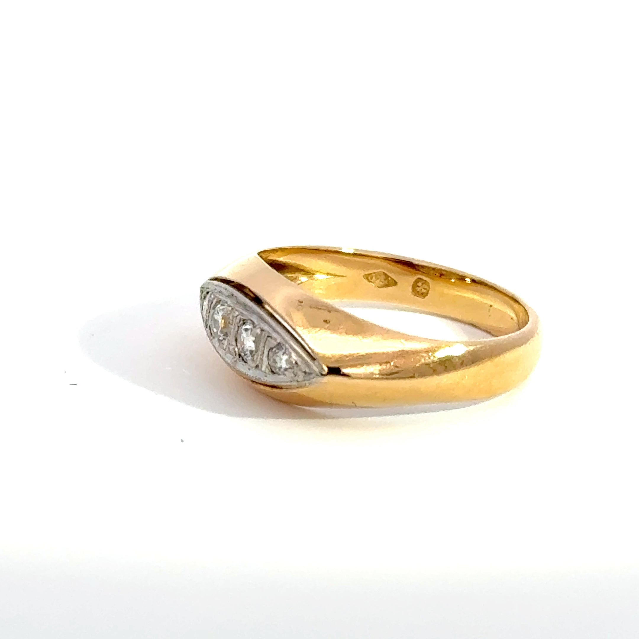 Vintage Diamond 4 Stone Ring Set in Yellow Gold & Platinum (Pre-Loved)