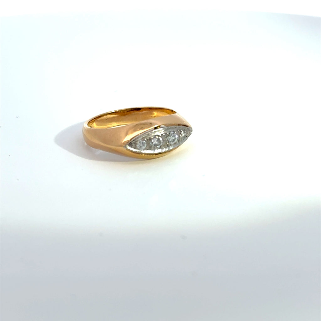 Vintage Diamond 4 Stone Ring Set in Yellow Gold & Platinum (Pre-Loved)