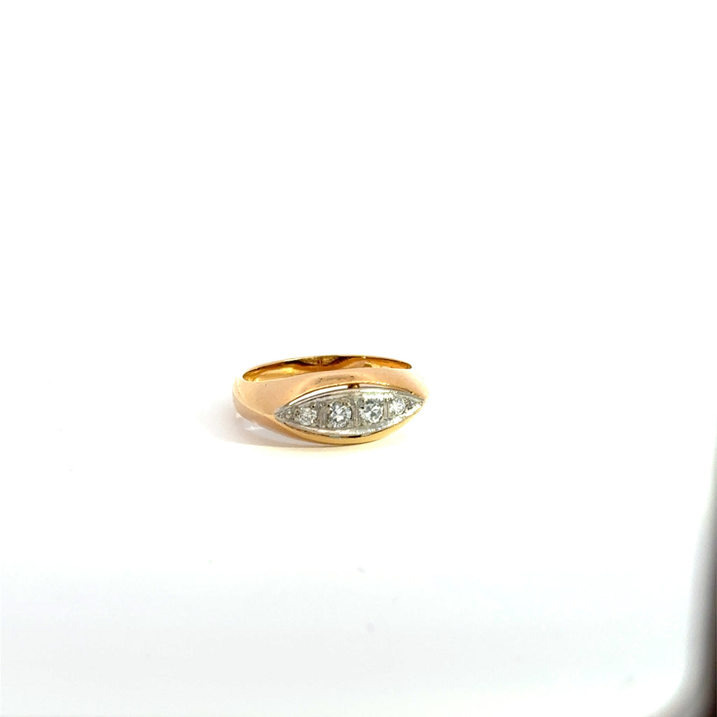 Vintage Diamond 4 Stone Ring Set in Yellow Gold & Platinum (Pre-Loved)