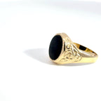 Vintage 9ct Gold Oval Black Onyx Signet Ring