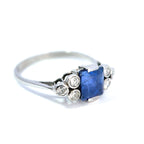 18ct White Gold Princess Cut Sapphire and Diamond Ring