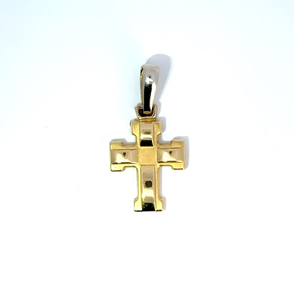 Vintage Italian 18ct Yellow & White Gold Cross, (late-20th Century)