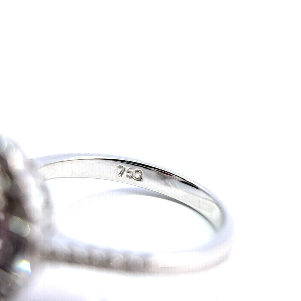 18ct White Gold Oval Ruby & Diamond Cluster Ring